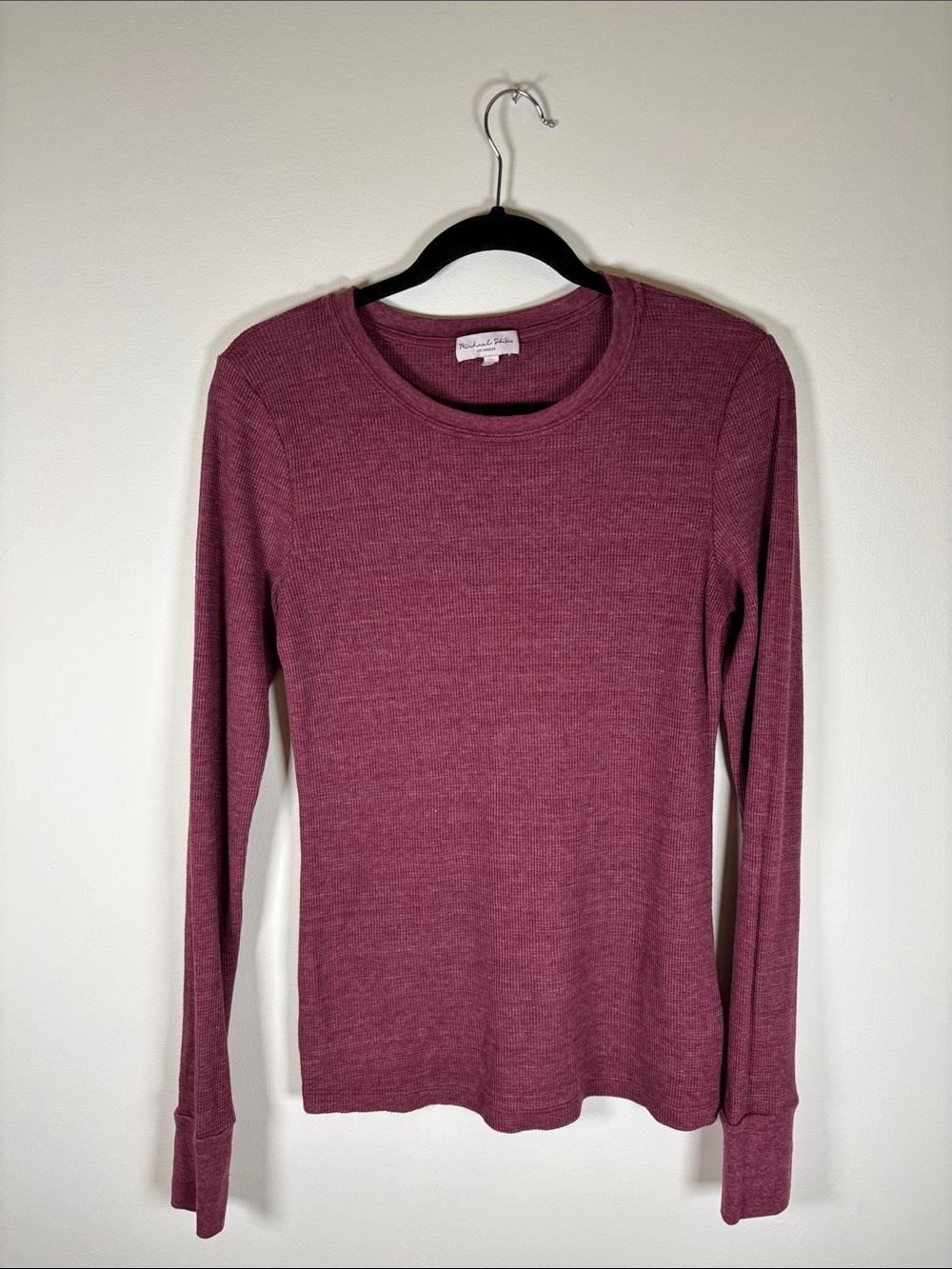 Michael Stars Juliet Thermal Tee Long Sleeve Waffle Top Berry Size M New